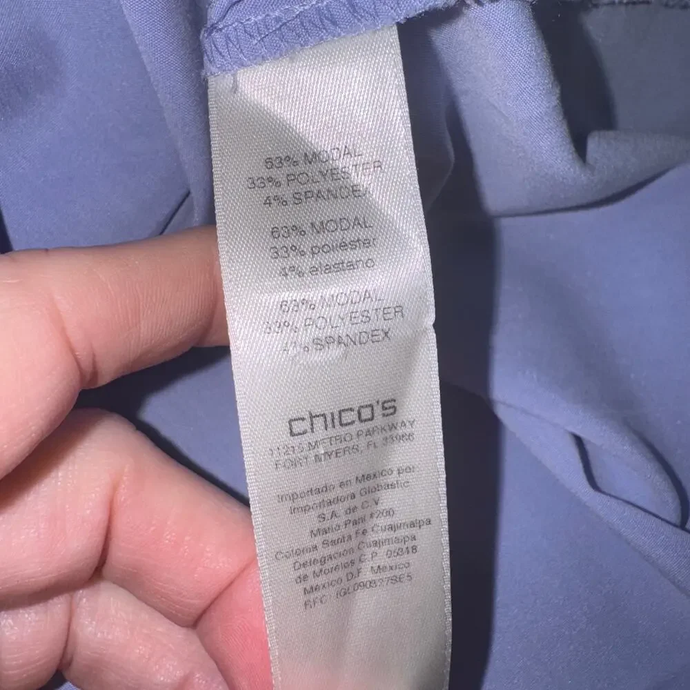 Chico’s  Button Up Tunic w/Roll tab sleeves Sz L (Chico’s Sz 2) in Lilac - Picture 7 of 10